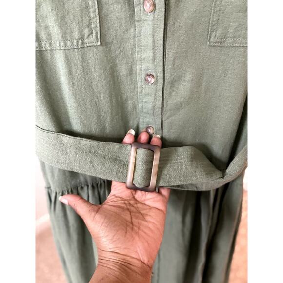 Universal Thread Olive Green Dolman Sleeve Belted Dress -  Sz. Large (NWT) - Picture 3 of 7